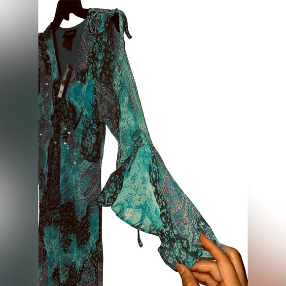 💎 NWT! Chaudry Sequin Split Sleeve Maxi Boho Dress - Picture 6 of 12